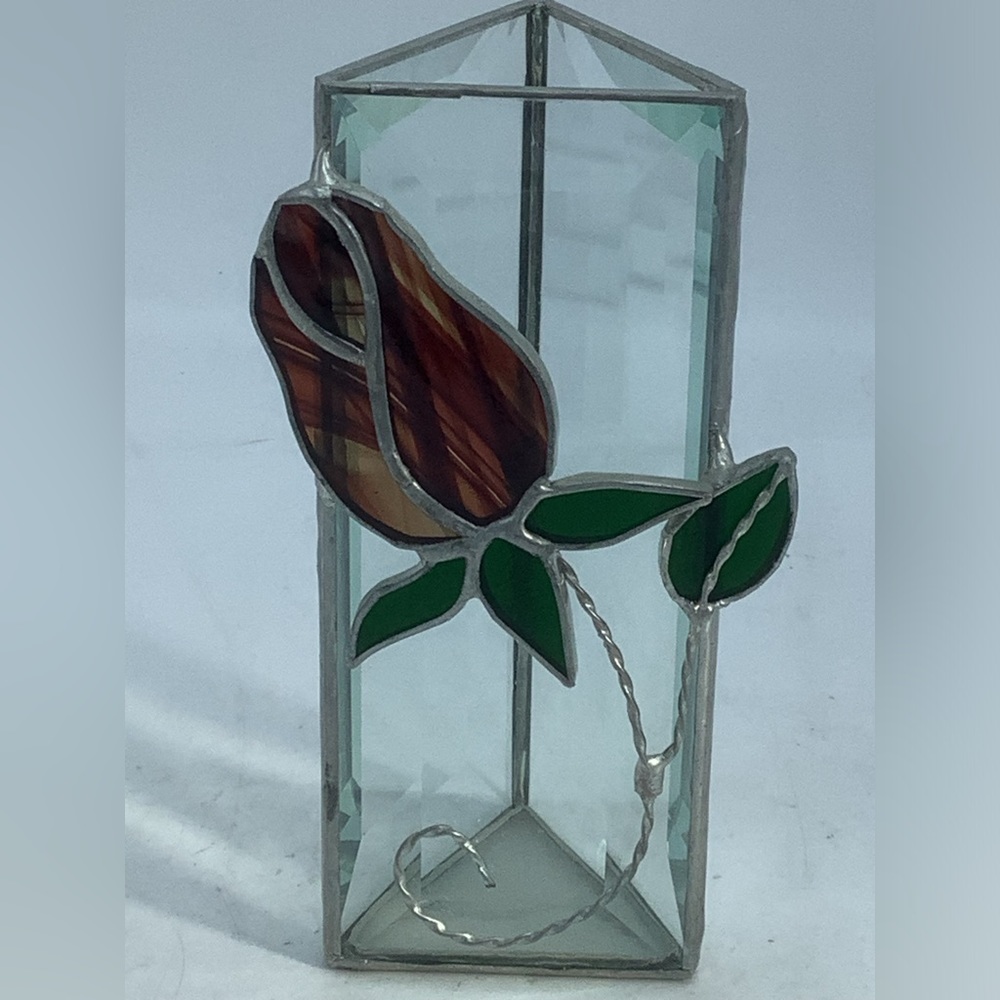 Stained Glass 5” Triangular Vase